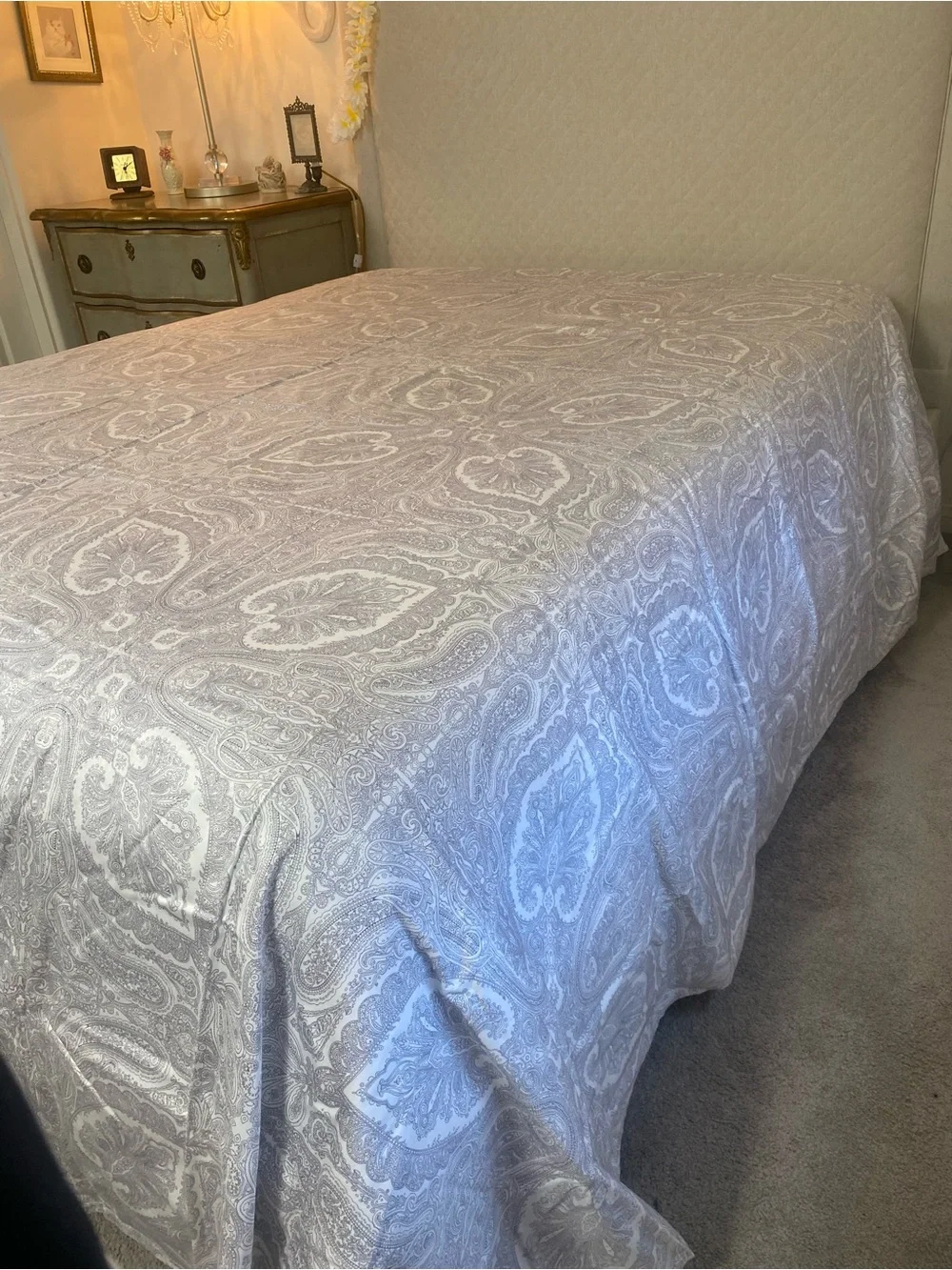 Neutral Paisley Luxury King Flat sheet 100% cotton India
